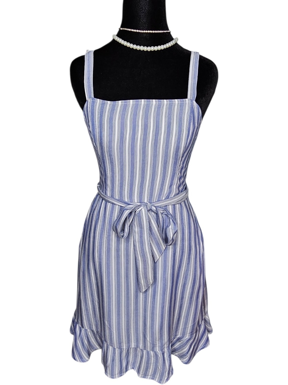 Hollister Striped Tie-Waist Smocked Ruffle Sundress XS